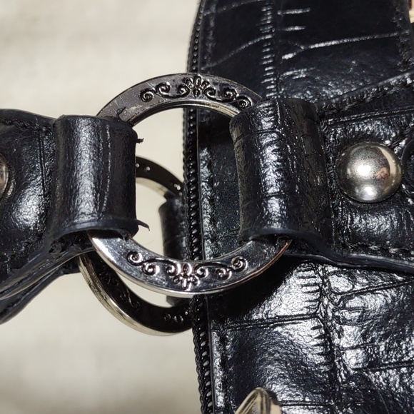 MC Marc Chantal Woven Rattan/Croc Embossed Leather Shoulder Bag - Picture 10 of 12